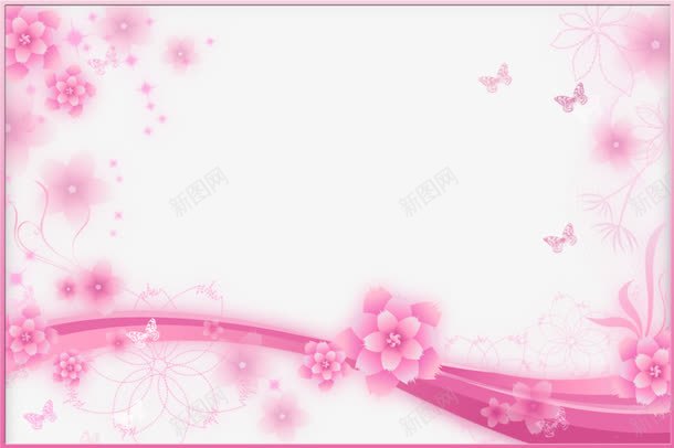 素雅花朵花纹背景png免抠素材_88icon https://88icon.com 梦幻 粉色 花朵 蝴蝶