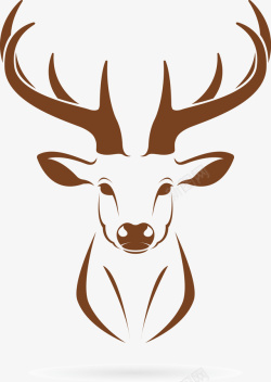 圣诞鹿剪影简约的褐色小鹿头像剪影矢量图高清图片