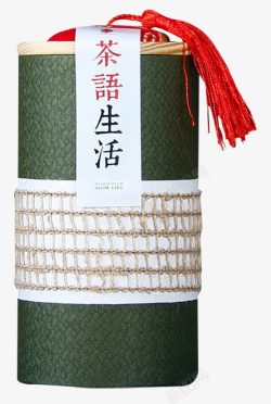 包装茶叶日式红色腰条茶叶罐包装礼盒高清图片
