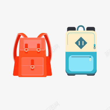 交通旅游旅行社旅行双肩包旅行箱图标矢量图图标
