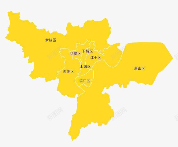橙色杭州区域地图png免抠素材_88icon https://88icon.com 区域地图 手绘 杭州 橙色