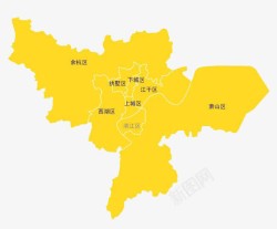 地图区域橙色杭州区域地图高清图片