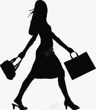 美人背影下班购物图标图标