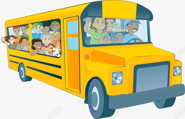 满载的校车png免抠素材_88icon https://88icon.com 卡通手绘 去上学 学校班车 学生 满载的巴士 超载 黄色汽车