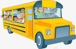 黄色巴士满载的校车高清图片