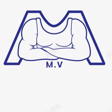 男人伏案蓝色线条健身俱乐部logo图标图标