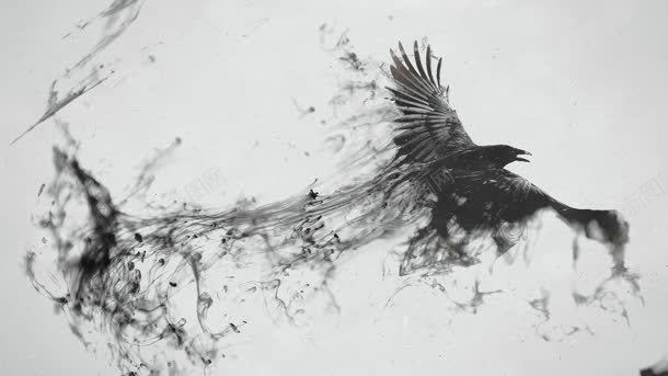 大雁水墨喷绘壁纸背景