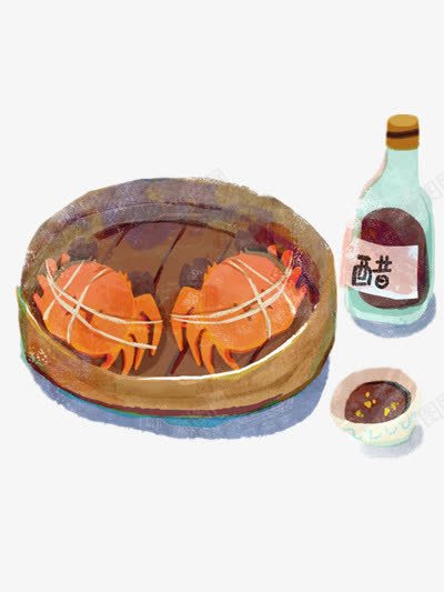 蒸螃蟹png免抠素材_88icon https://88icon.com 手绘美食 美食插画 食物插画