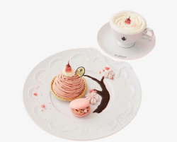 粉色公主粉色小清新下午茶樱花系列甜品高清图片