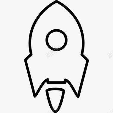 太空船的轮廓火箭船变小的白色圆形轮廓图标图标