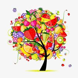 彩色创意水果树素材