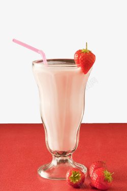 一杯草莓牛奶饮品素材