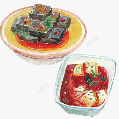 豆腐手绘画片png免抠素材_88icon https://88icon.com 手绘美食 臭豆腐 菜品 豆腐 麻辣豆腐