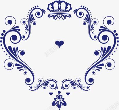 复古风婚礼logo素材皇冠花纹爱心logo矢量图图标图标