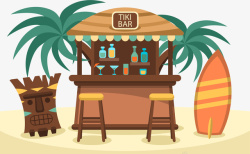 创意夏威夷沙滩酒吧矢量图素材