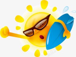 夏日冲浪可爱的卡通太阳高清图片