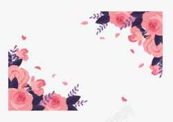 对角粉红色花朵边框矢量图素材