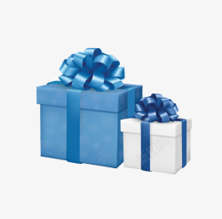 蓝白色礼盒组合素材