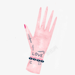原宿风手绘粉红色情人节元素手形素材