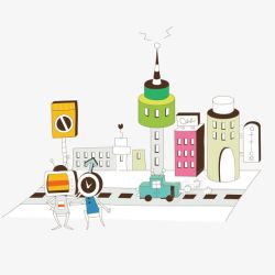 未来公路卡通情侣高清图片