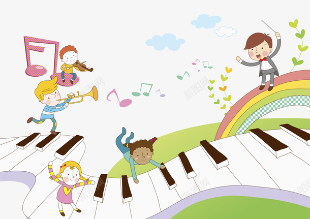 手绘卡通儿童乐队指挥png免抠素材_88icon https://88icon.com 儿童乐队 小朋友音乐 指挥家 童趣音乐 键盘 音乐 音乐指挥