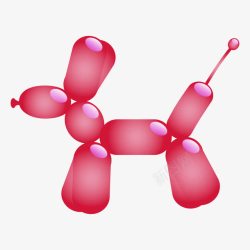 红色质感气球小狗素材