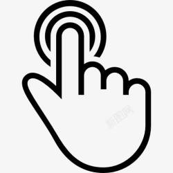 Q形图标手形符号的一个手指轻拍手势图标高清图片