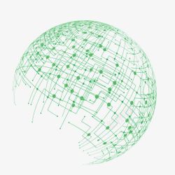 绿色立体球形电流线条素材