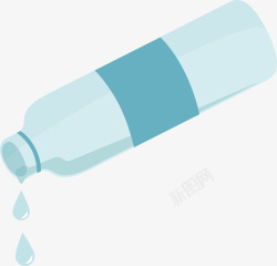 蓝色瓶子滴水的空水瓶高清图片