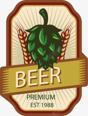 啤酒花麦芽比利时啤酒花矢量图图标图标