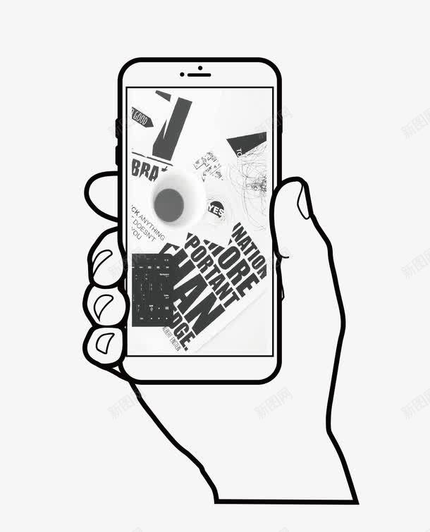 手绘手拿手机图png免抠素材_88icon https://88icon.com 个性 手 手拿手机图 手机 手绘 手绘手拿手机图 简约 黑白
