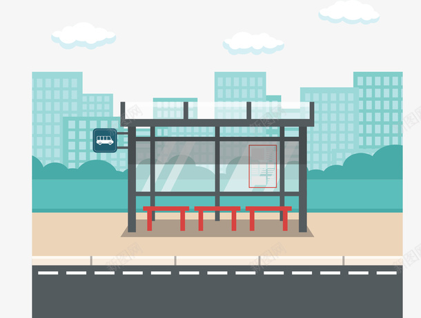 城市建设公交车站矢量图ai免抠素材_88icon https://88icon.com 公交候车 公交站 公车 公车站 卡通公交车站 卡通公车 城市建设 矢量png 矢量图
