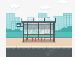 卡通公车城市建设公交车站矢量图高清图片