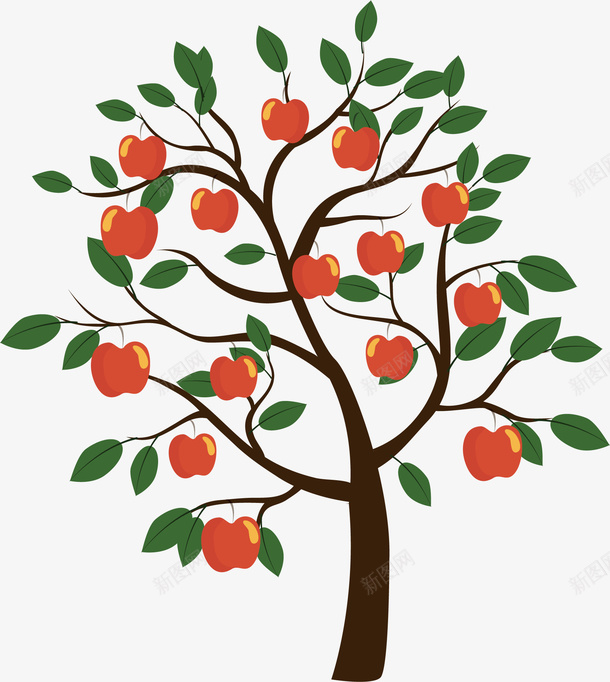 苹果树矢量图ai免抠素材_88icon https://88icon.com Q版苹果树 卡通手绘 水彩画 矢量图 绿色植物 苹果树 装饰图案