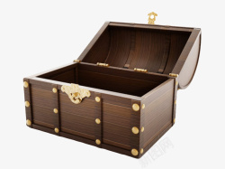 箱子容器棕色光滑带铆钉的复古木盒实物高清图片