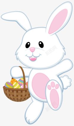 提着复活节彩蛋的兔子卡通小白兔高清图片