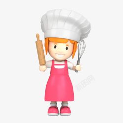戴着帽子的厨师女孩素材