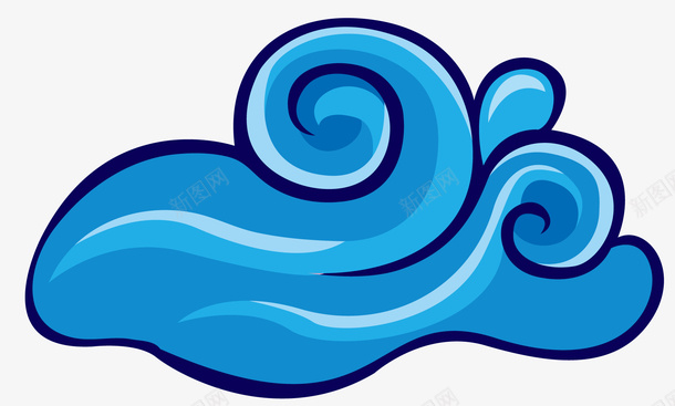 蓝色的海水矢量图ai免抠素材_88icon https://88icon.com 卡通 大海 波浪 浪 海水 祥云 蓝色 蓝色的海水 矢量图
