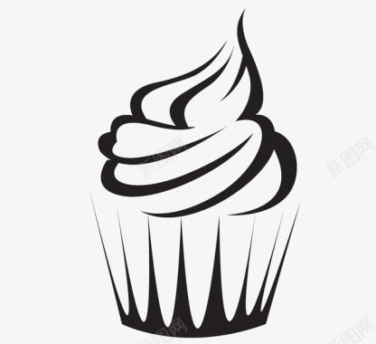 黑色接口简笔冰激淋蛋糕图标图标