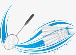 运动蓝色手绘羽毛球运动高清图片