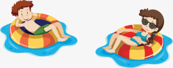 夏季海岛游泳圈的人矢量图素材
