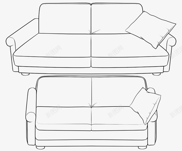 简单现代沙发简笔画png免抠素材_88icon https://88icon.com 家具 家居用品 座椅 沙发 简图 简笔画 素描