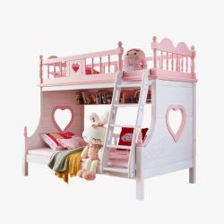 上下床实木高低床粉色儿童床女孩公主床高清图片