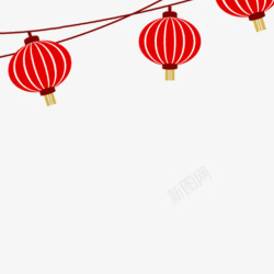 手绘中秋国庆海报红色灯笼装饰元素材