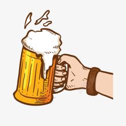 卡通啤酒桶干杯啤酒卡通插画高清图片