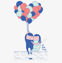 恋人乘坐热气球的小确幸素材
