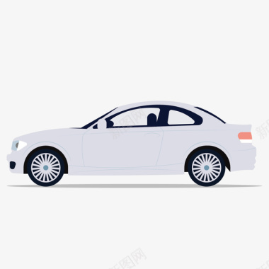 矢量汽车装饰白色汽车侧面图标图标