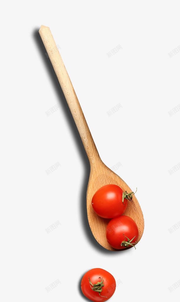 木勺子和圣女果png免抠素材_88icon https://88icon.com 小勺子 木勺子和圣女果 西红柿 食物
