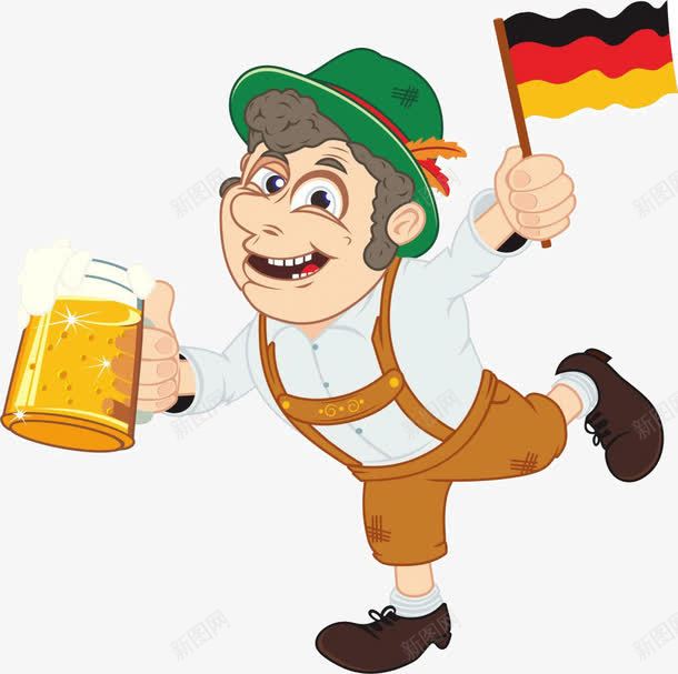 手拿啤酒的德国人png免抠素材_88icon https://88icon.com 一杯啤酒 卡通 卡通啤酒杯 啤酒 啤酒花 手绘啤酒杯 水花 泡沫 绿帽