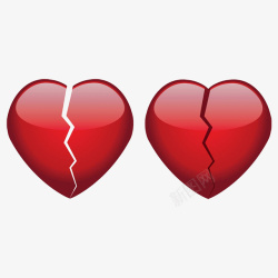 破碎的心的轮廓卡通红色的破裂的爱心PSD分层高清图片